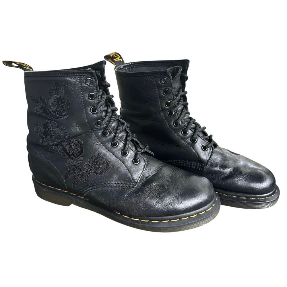 Dr. Martens 1460 Vonda Mono Floral Leather Boots Black Women’s 10 EU 42 - Picture 3 of 10